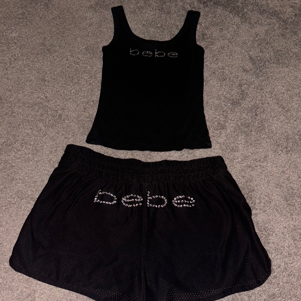 Bebe on the butt shorts and tank